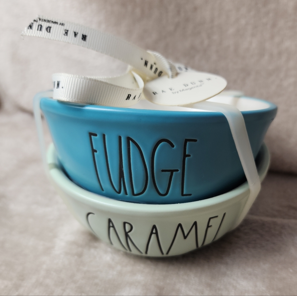New Rae Dunn Ceramic Fudge Bowls Blue‎ Green Mint Teal Ice Cream Bar Farmhouse